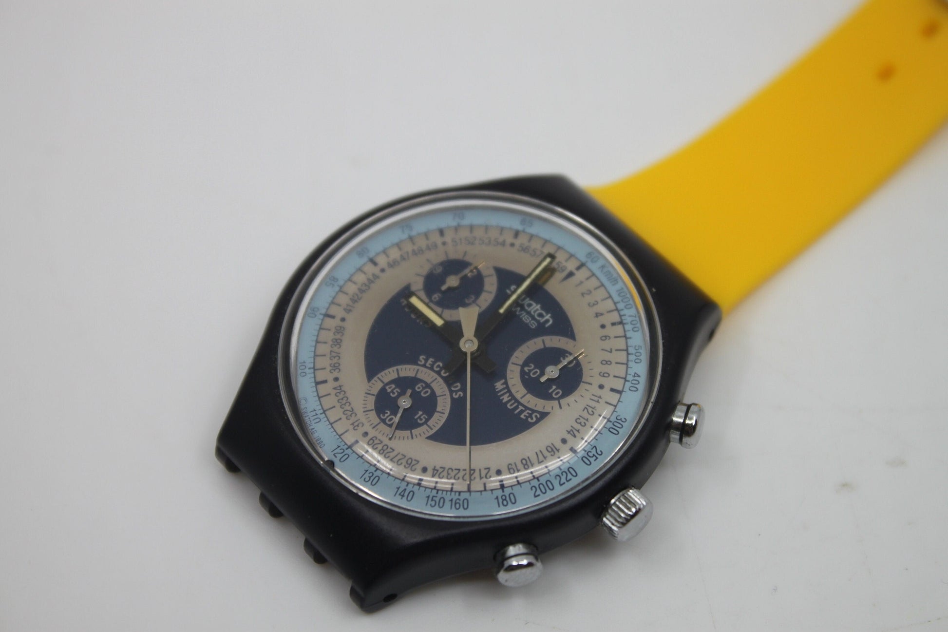Unique, Vintage Swatch Keychain, SCN102, 1991, 'Silver Star', made from recycled, NON-working Chrono Swatch watch