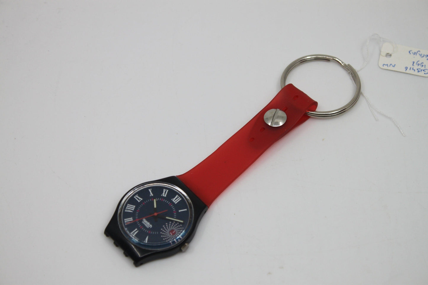 Unique, Vintage Swatch Keychain, GB416, 1992, 'Barajas', made from recycled, NON-working Gents Swatch watch