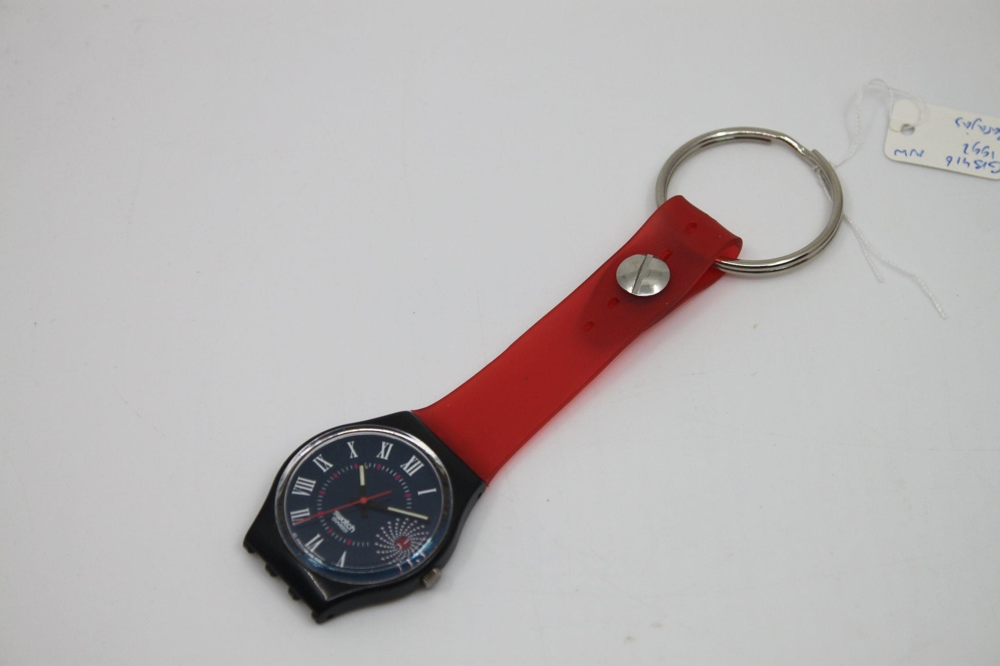 Unique, Vintage Swatch Keychain, GB416, 1992, 'Barajas', made from recycled, NON-working Gents Swatch watch