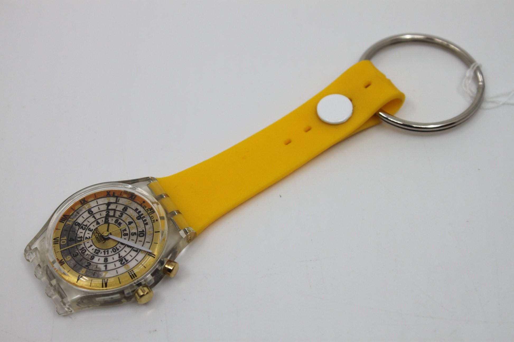 Unique, Vintage Swatch Keychain, GK901, 1996, Tierra, made from recycled, NON-working Gents Swatch watch
