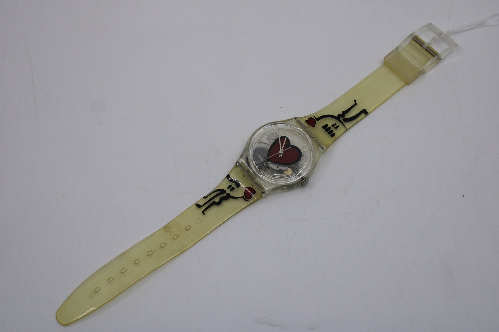 2002, Vintage Gents Valentines Swatch 'Cupid's Bow', GK371, NO box, In Very Good, Used Condition, working 100%, Original Strap