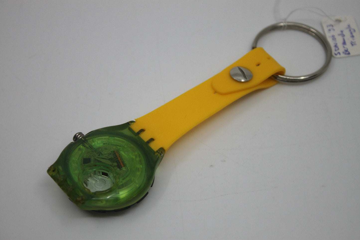 Unique, Vintage Swatch Keychain, SDN106, 1993, 'Bermuda Triangle', made from recycled, NON-working Scuba Swatch watch
