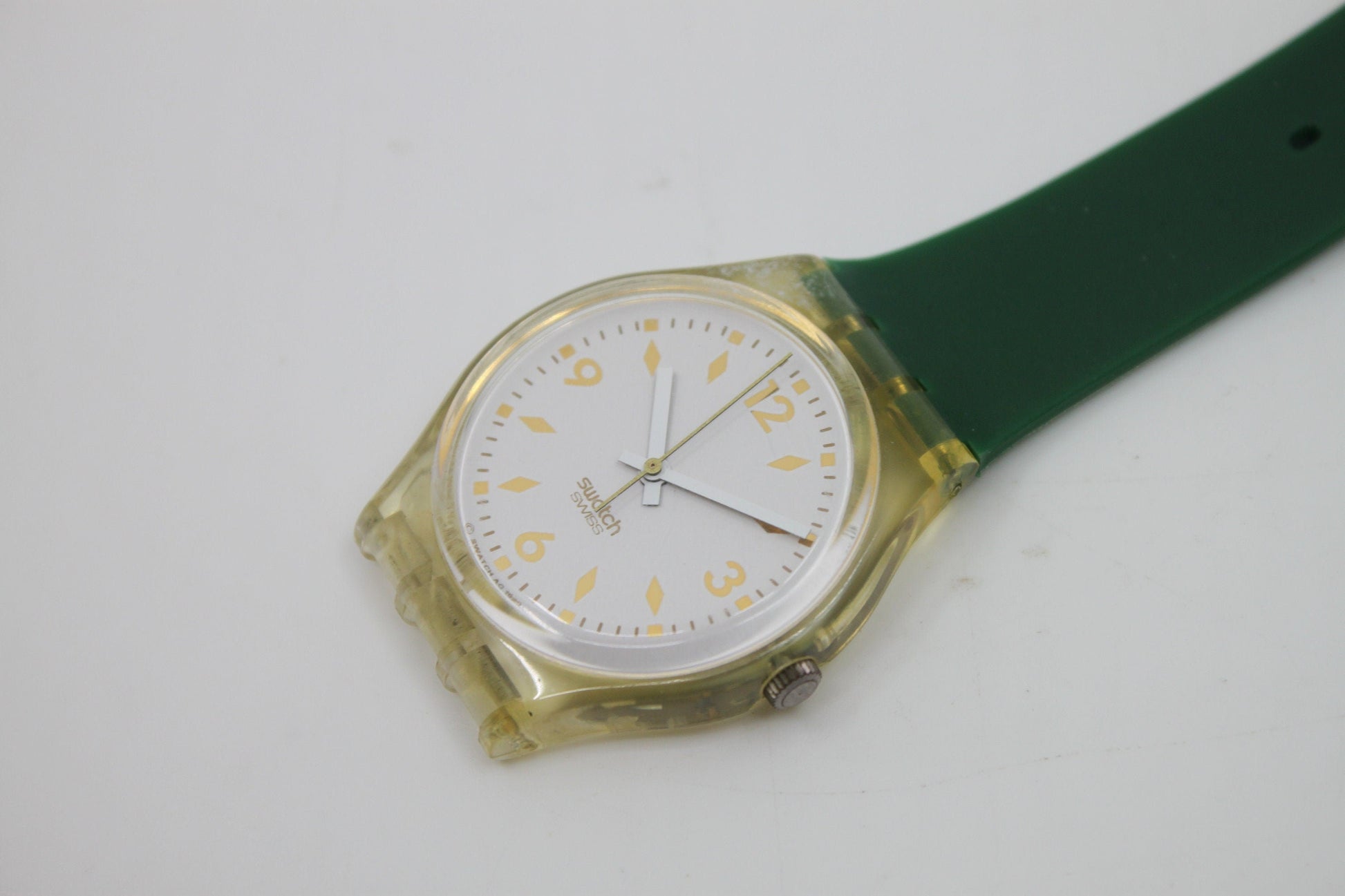 Unique, Vintage Swatch Keychain, GK129, 1991, R.S.V.P., made from recycled, NON-working Gents Swatch watch