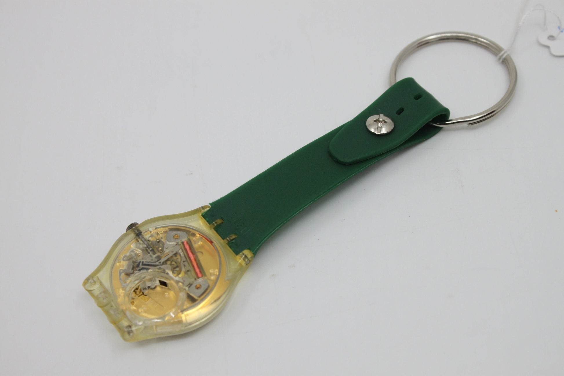 Unique, Vintage Swatch Keychain, GK129, 1991, R.S.V.P., made from recycled, NON-working Gents Swatch watch