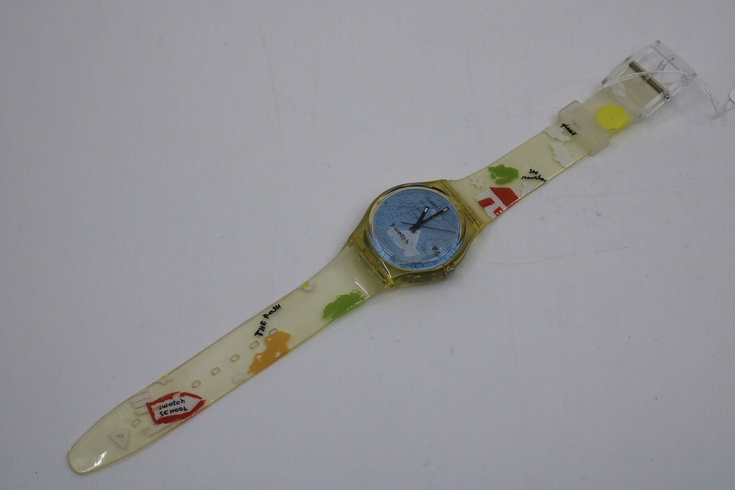 2000, Swatch, Gents, 'Dibujos', GK420, NEW and UNWORN, working 100%, original, strap with scribbles or sketches on it