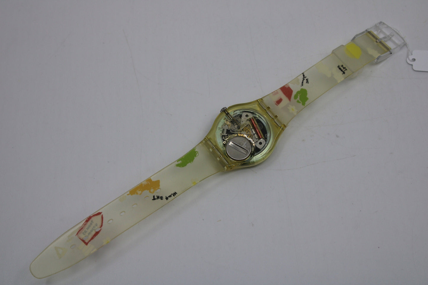 2000, Swatch, Gents, 'Dibujos', GK420, NEW and UNWORN, working 100%, original, strap with scribbles or sketches on it