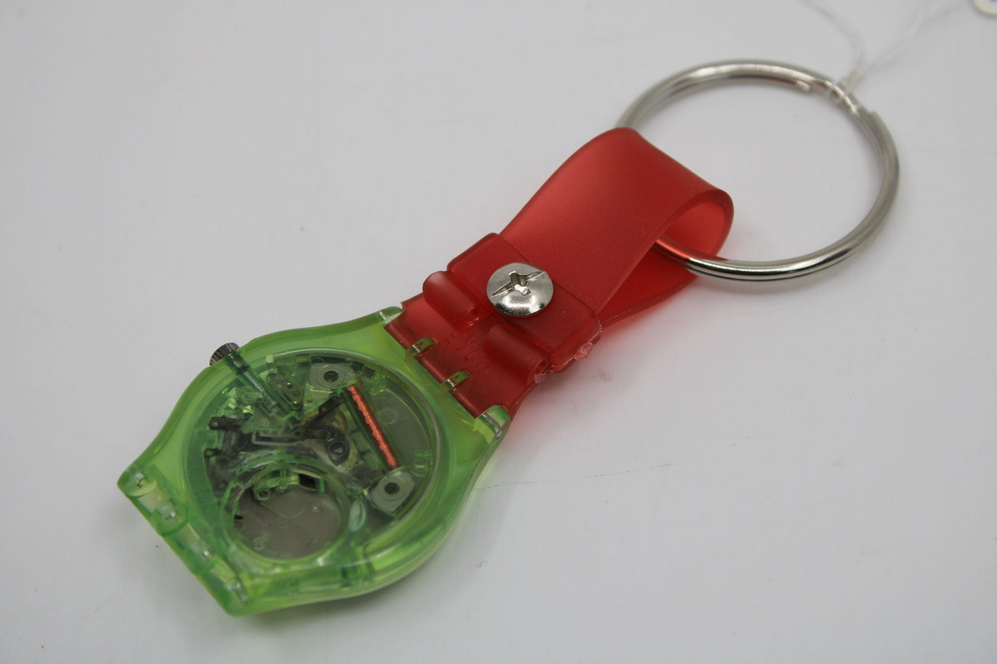 Unique, Vintage Swatch Keychain, GG115, 1992, 'Mazzolino', made from recycled, NON-working Gents Swatch watch