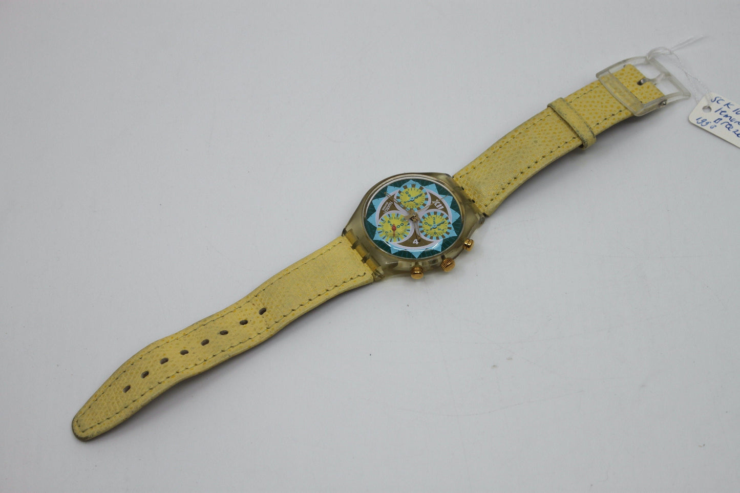 1993 'Lemon Breeze' vintage and early Gents Chrono Swatch SCK106, Good, Used Condition, WITH the original strap