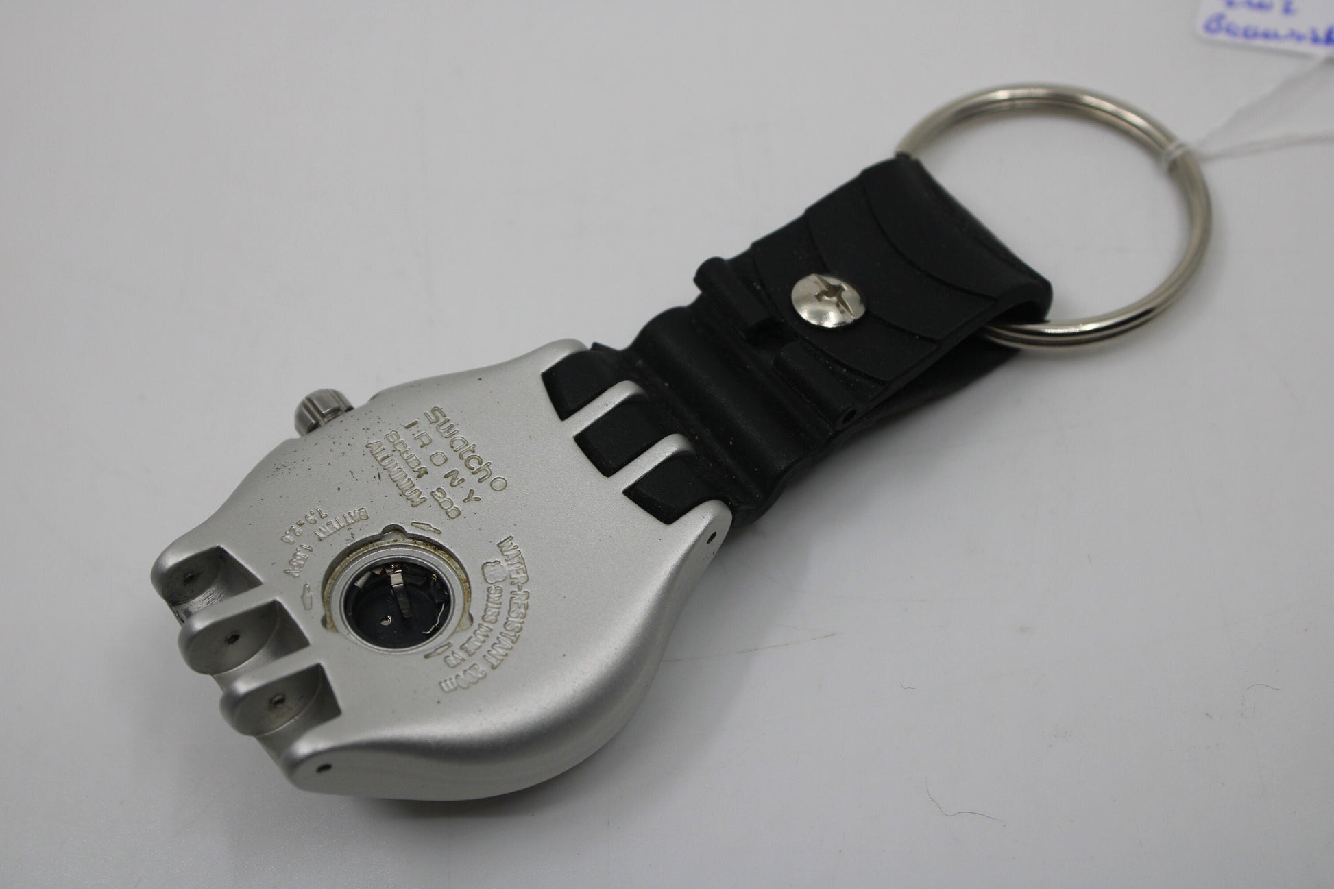 Unique, Vintage Swatch Keychain, made from recycled, NON-working Scuba 200 Irony Swatch watch