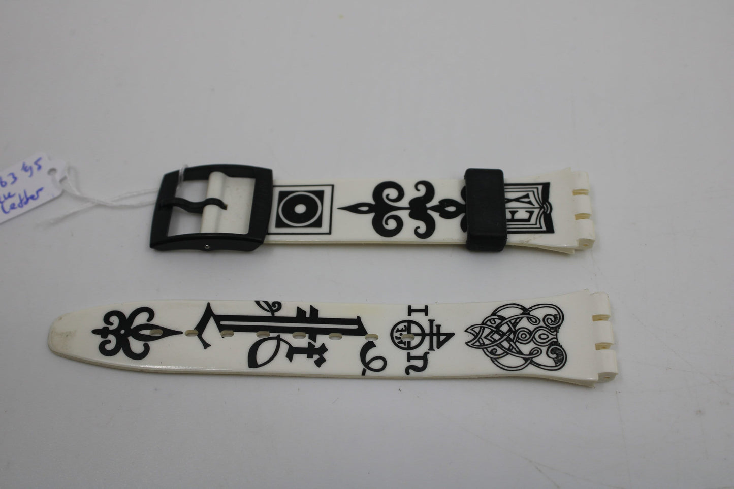 1995, Vintage Swatch Strap, 'Black Letter', GB163, 17mm, Gents, New Old Stock