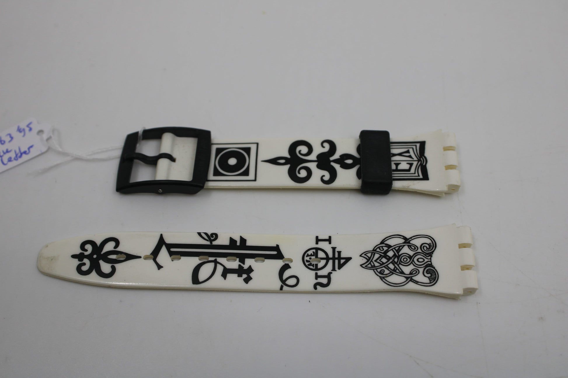 1995, Vintage Swatch Strap, 'Black Letter', GB163, 17mm, Gents, New Old Stock