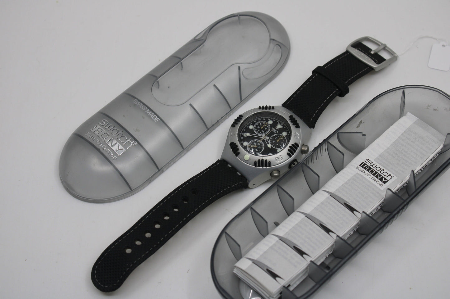 2000 Vintage MINT Swatch Irony Scuba 200 Chrono 'Black Russian' YBS4000, in MINT condition, working 100%, Original Box Included