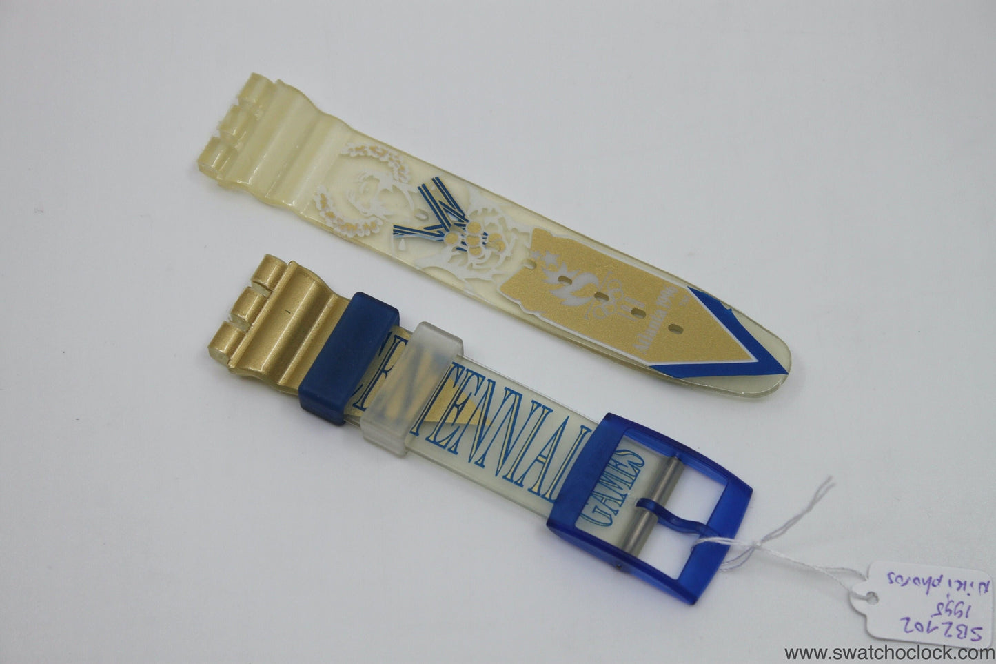 1995, Vintage Swatch Strap, 'Niki Phoros', SBZ102, 19mm, Aqua Chrono, Olympic, New Old Stock