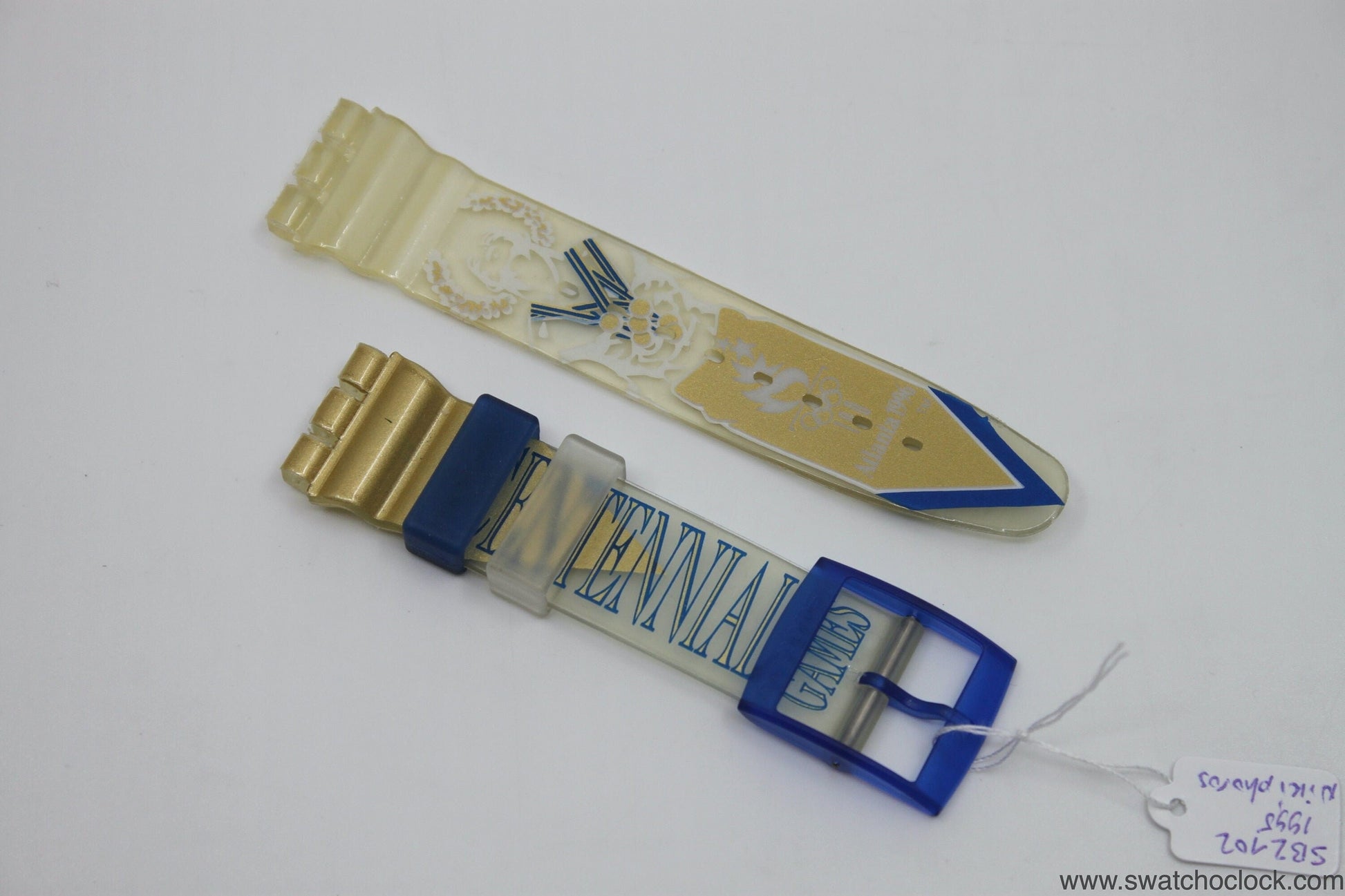 1995, Vintage Swatch Strap, 'Niki Phoros', SBZ102, 19mm, Aqua Chrono, Olympic, New Old Stock