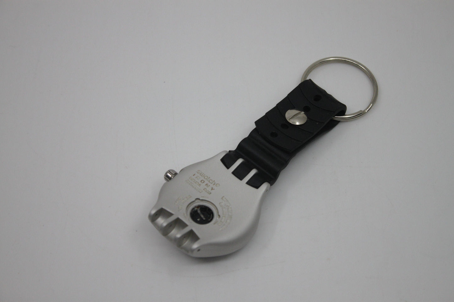 Unique, Vintage Swatch Keychain, made from recycled, NON-working Scuba 200 Irony Swatch watch