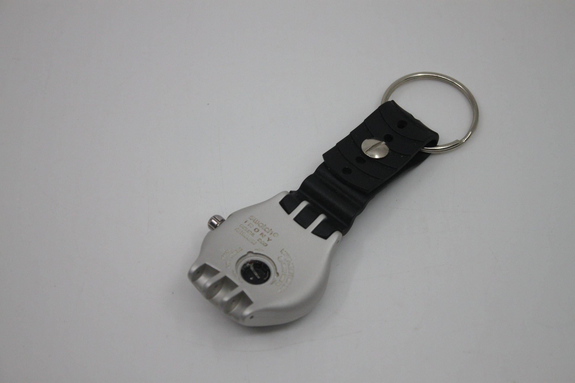 Unique, Vintage Swatch Keychain, made from recycled, NON-working Scuba 200 Irony Swatch watch