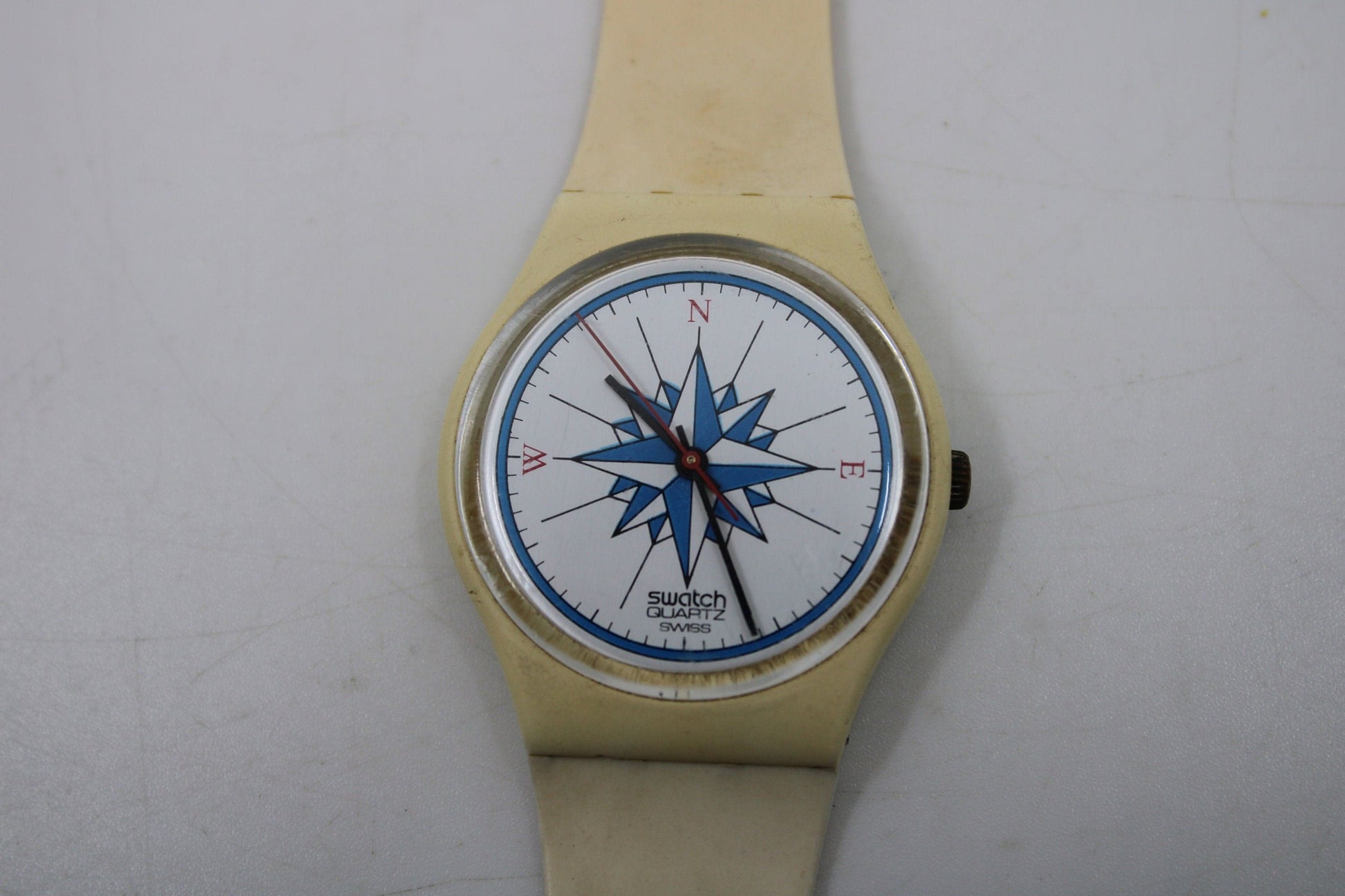 1984, SECOND YEAR Swatch, Gents, 'Windrose', GW103, Near Mint or Mint Condition, 100% working, Original Strap