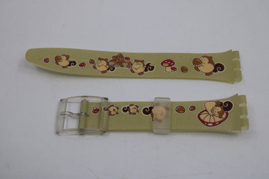 Vintage Swatch Strap, 'Squirrel Time', GF113, 17mm, Gents, New Old Stock