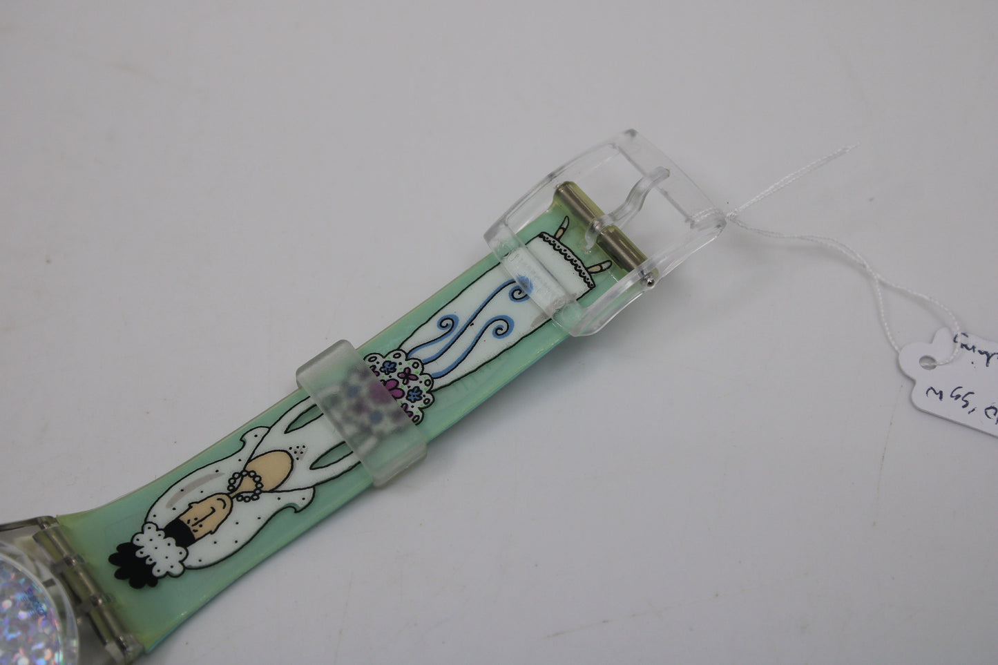 1999 Vintage Gents Swatch 'White Wedding' GV110, UNUSED and NEW old stock with original, NEW strap