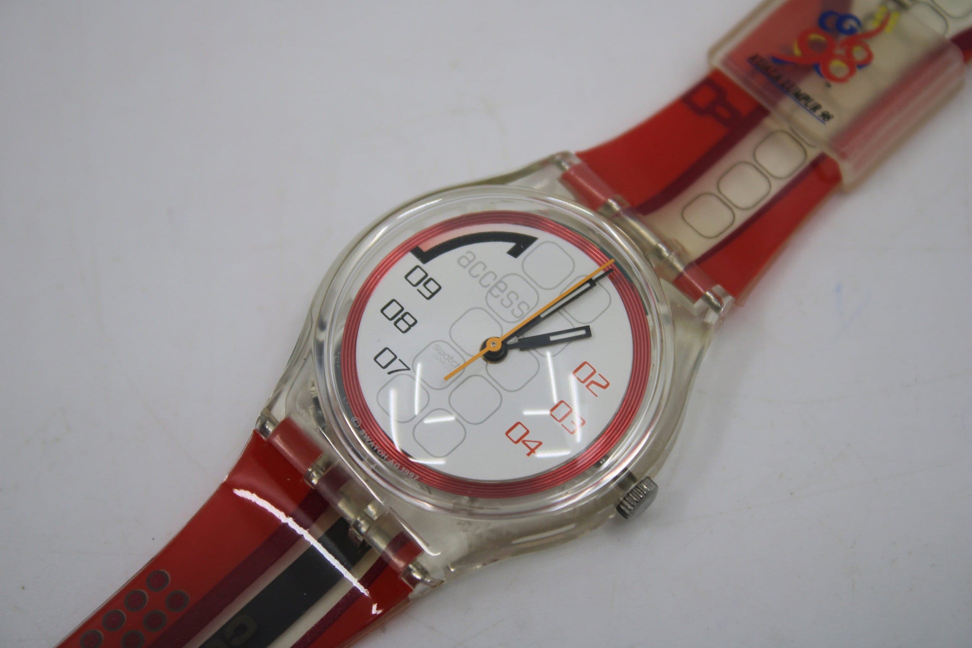 1998 Vintage Gents Access Swatch 'Menang' SKK108, UNUSED and NEW old stock with original, NEW strap