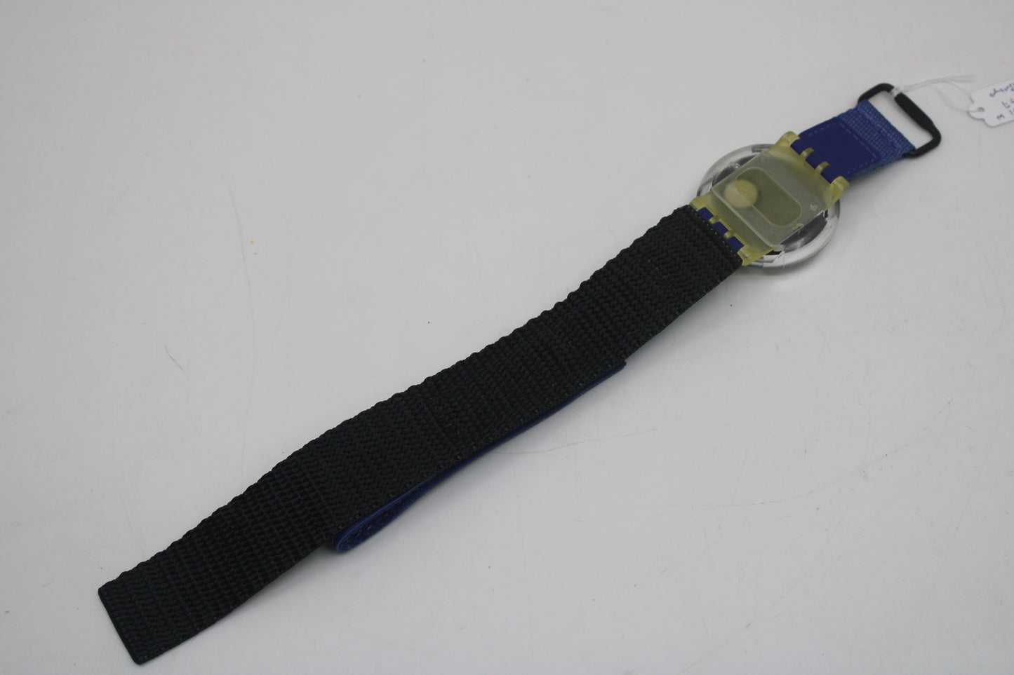 Swatch, Access PopSwatch, 1998, 'Snowbump', PBK101, new old stock, NEVER USED, with original hook & loop strap