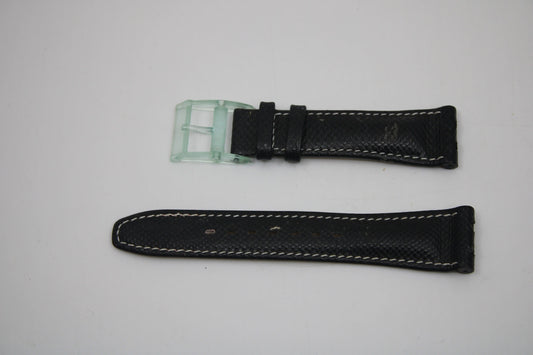 1990s, Vintage Leather Swatch Strap, 'The Beep', Swatch the Beep, New Old Stock Black leather