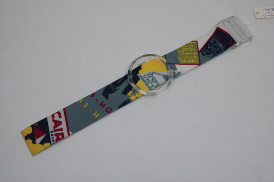 1991 Vintage Pop Swatch Strap + Ring, 'Raffles', PWK140, PopSwatch, MINT condition