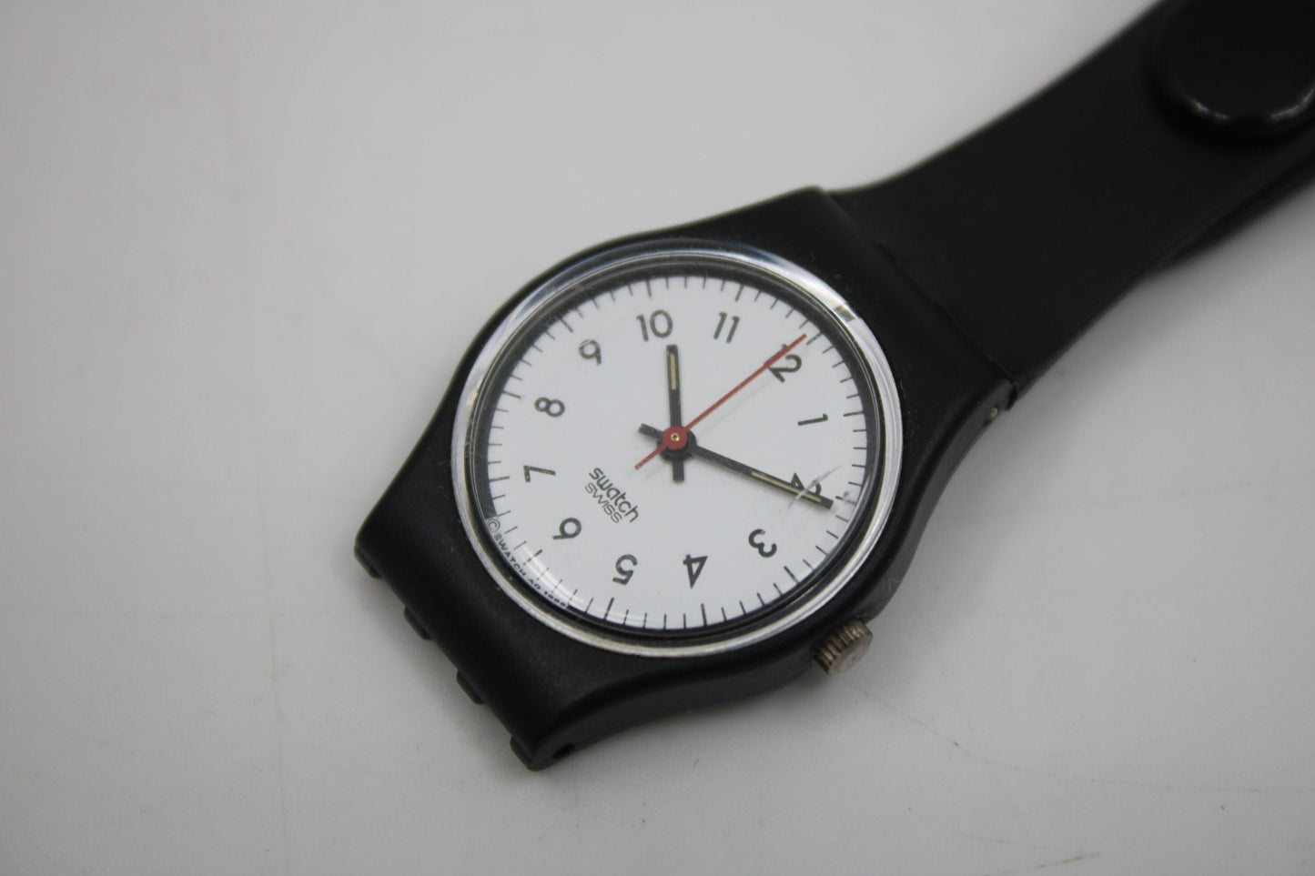 Unique, Vintage Swatch Keychain, LB114, 1987, 'Classic Two', made from recycled, NON-working Ladies Swatch watch - Crack in crystal