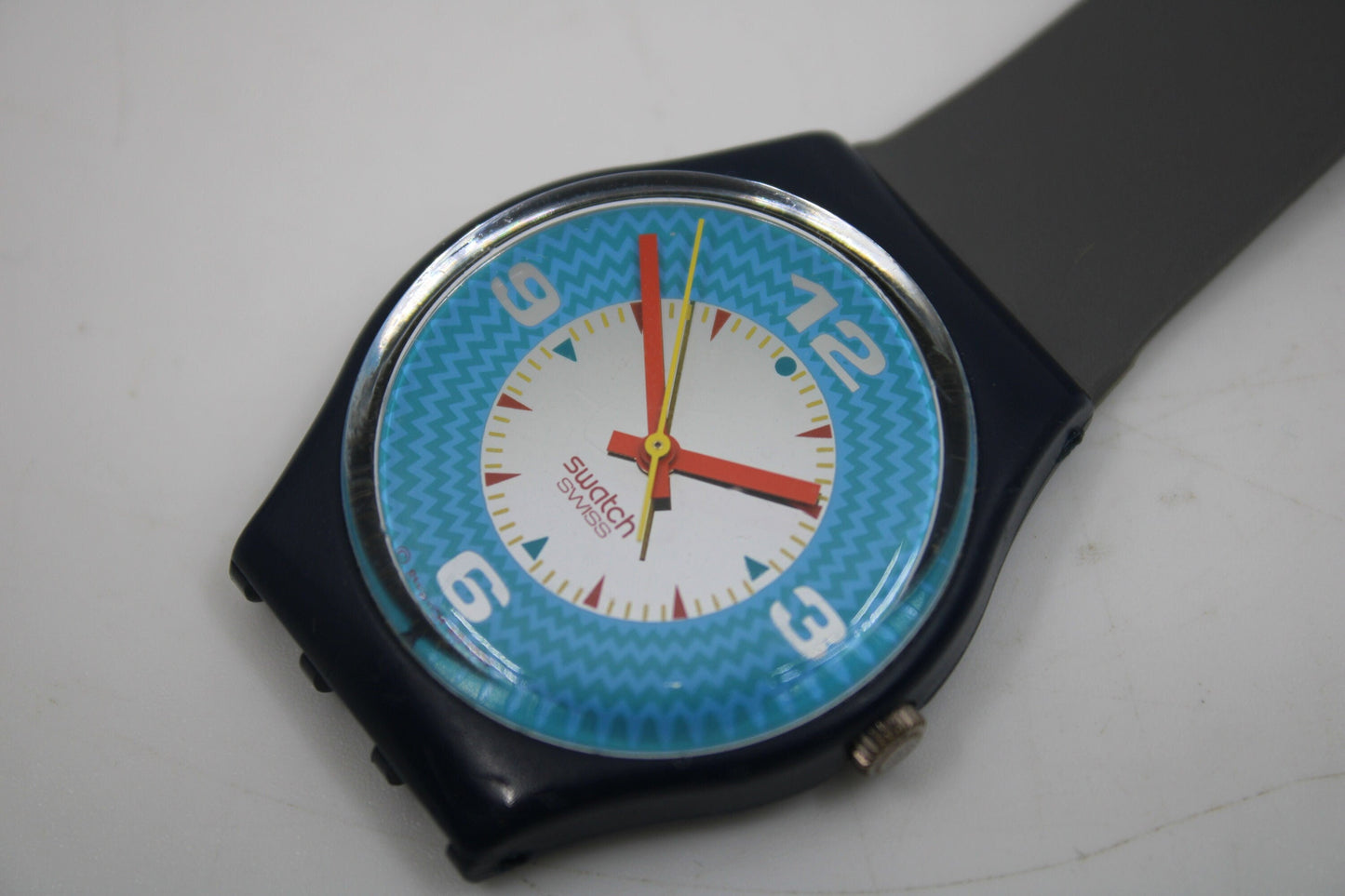 Unique, Vintage Swatch Keychain, GN126, 1993, 'Cancun', made from recycled, NON-working Gents Swatch watch