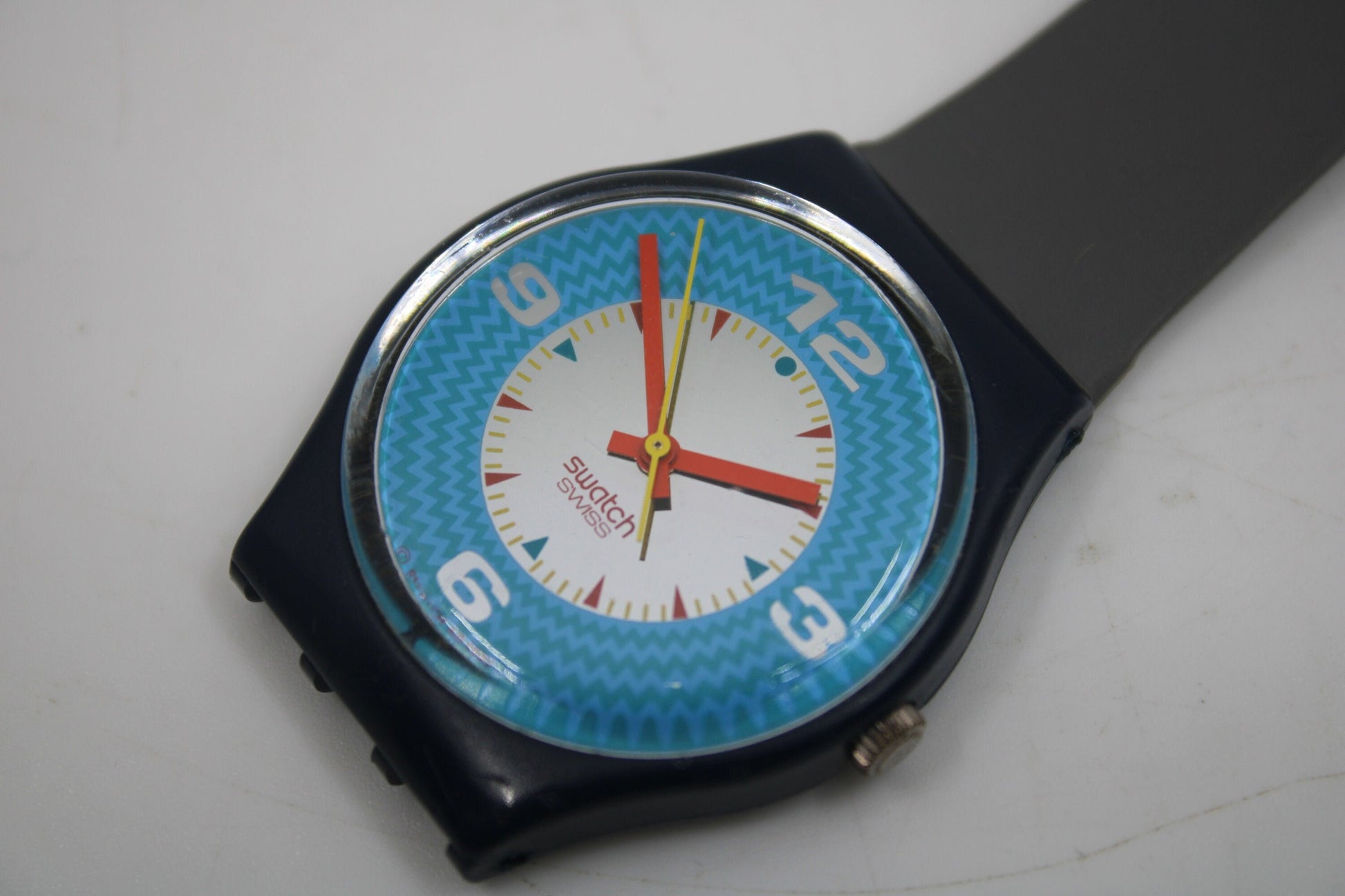 Unique, Vintage Swatch Keychain, GN126, 1993, 'Cancun', made from recycled, NON-working Gents Swatch watch