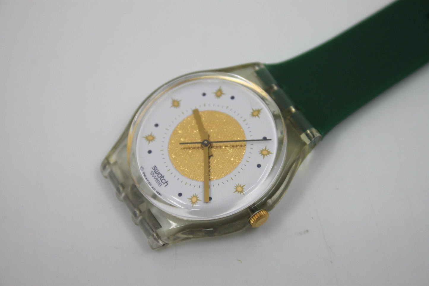 Unique, Vintage Swatch Keychain, GK142/143, 1992, Golden Waltz, made from recycled, NON-working Gents Swatch watch