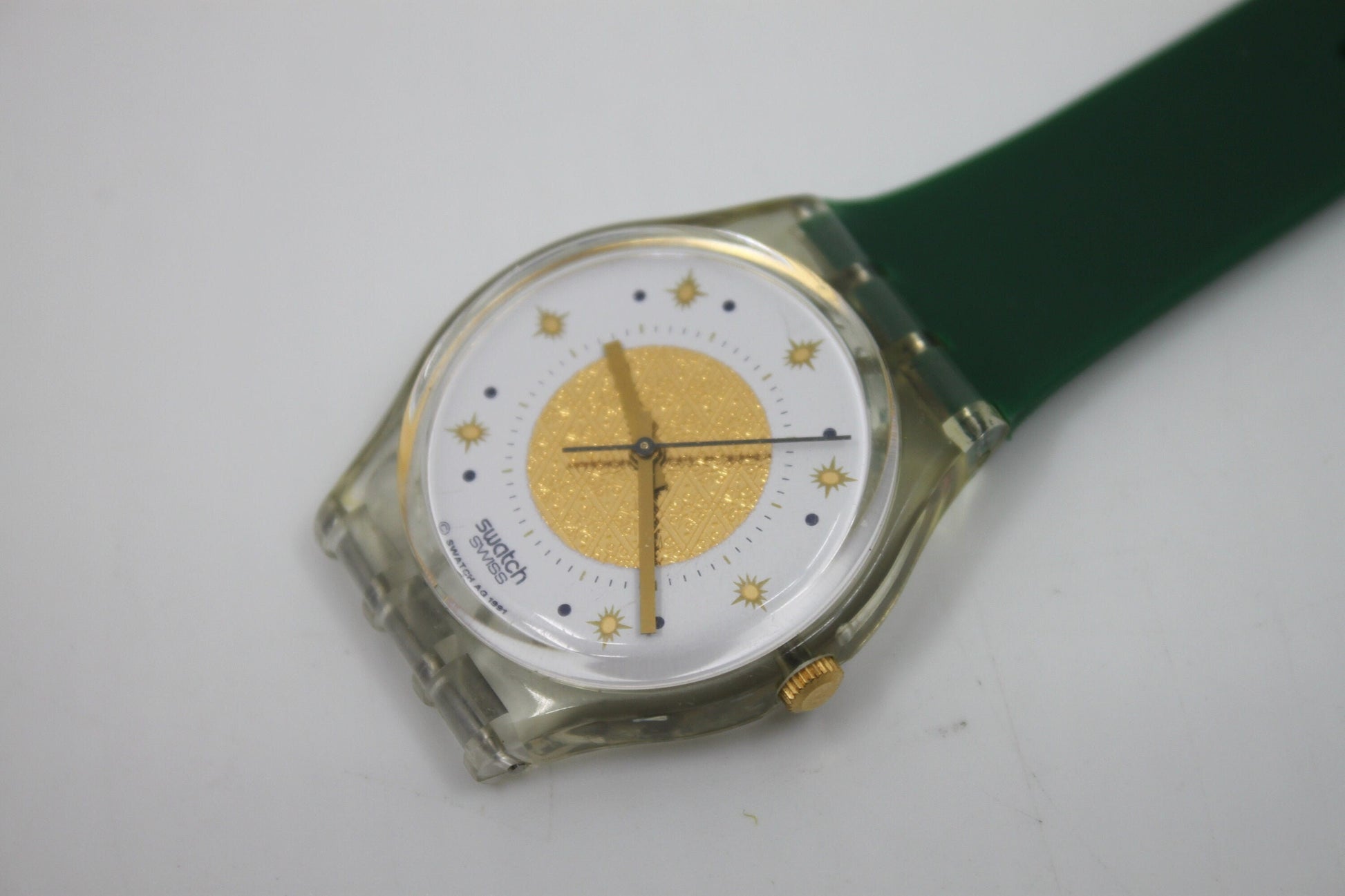 Unique, Vintage Swatch Keychain, GK142/143, 1992, Golden Waltz, made from recycled, NON-working Gents Swatch watch