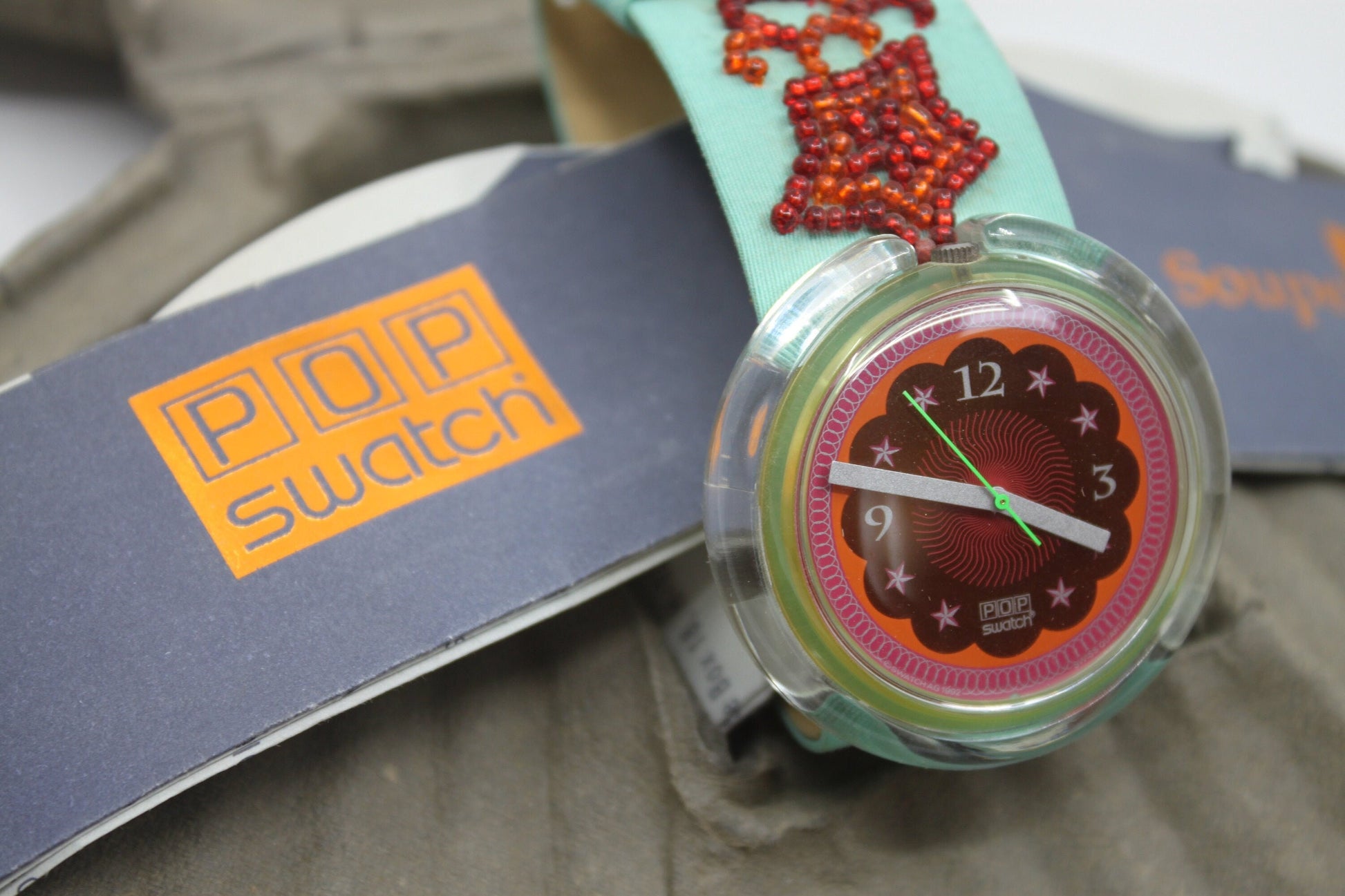 1993, Swatch, PopSwatch, 'Soupe de Poisson', PWZ106, NEW OLD STOCK, with Original Packaging