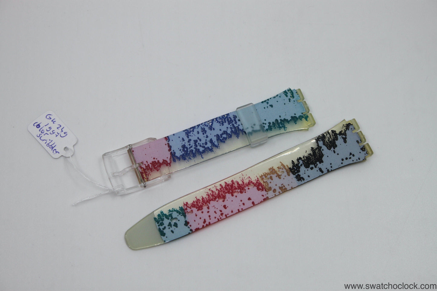 1997, Vintage Swatch Strap, 'Color Scribbler', GK249, 17mm, Gents, Artist Kveta Pacovska, New Old Stock