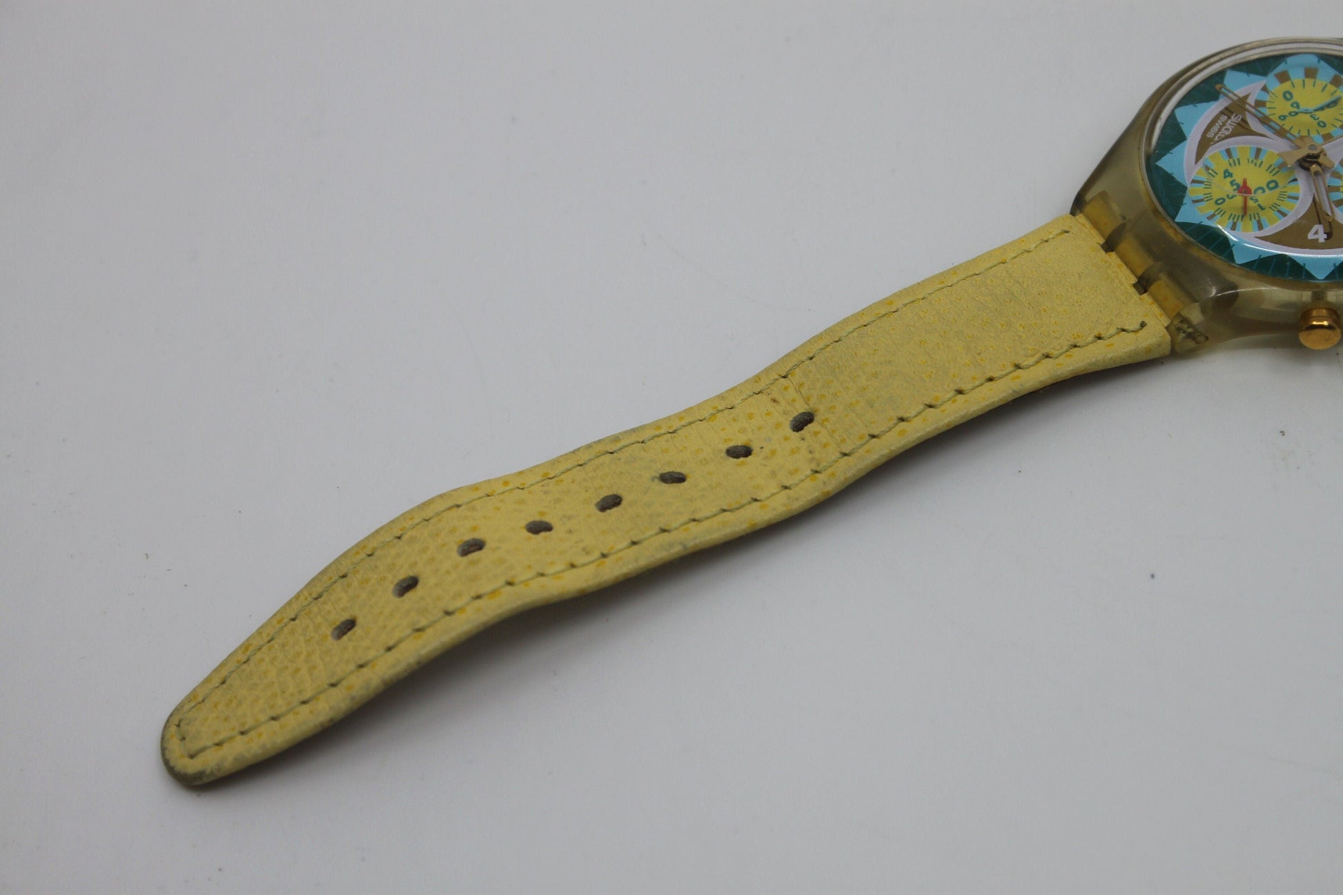 1993 'Lemon Breeze' vintage and early Gents Chrono Swatch SCK106, Good, Used Condition, WITH the original strap