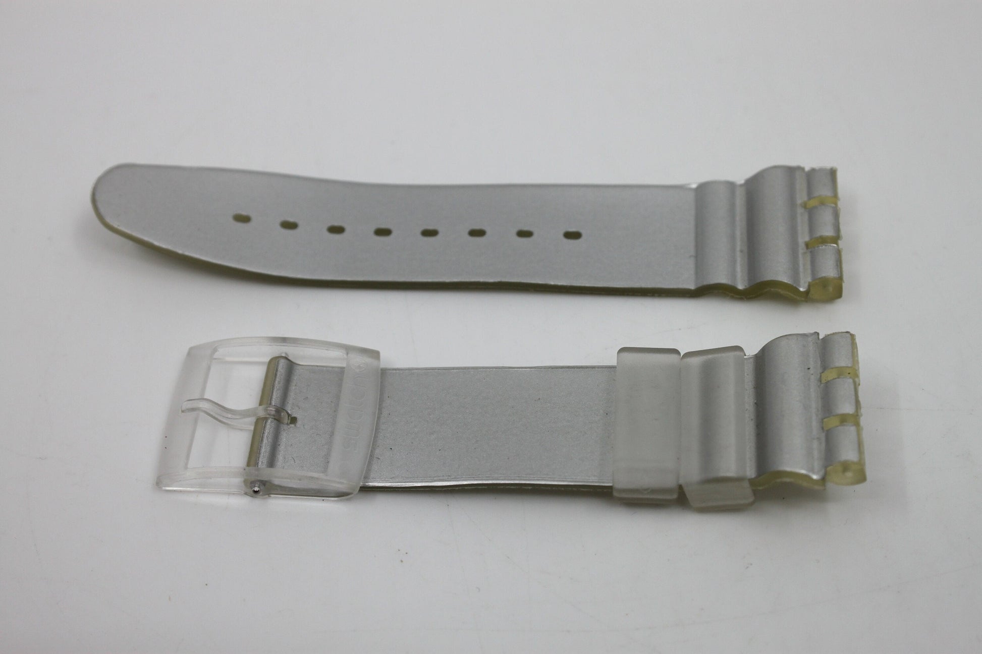 1997, Vintage Swatch Strap, 'Silver', SBM107, Aqua Chrono, 19mm, NEW OLD STOCK, Never Used