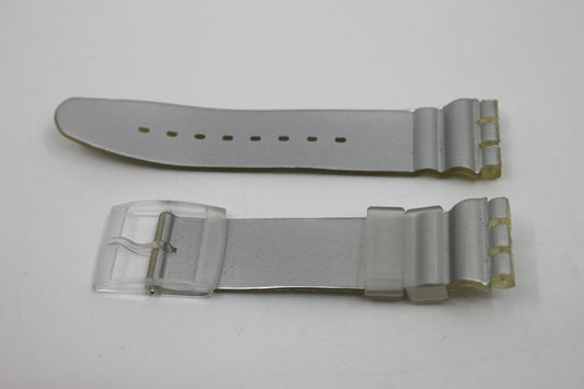 1997, Vintage Swatch Strap, 'Silver', SBM107, Aqua Chrono, 19mm, NEW OLD STOCK, Never Used