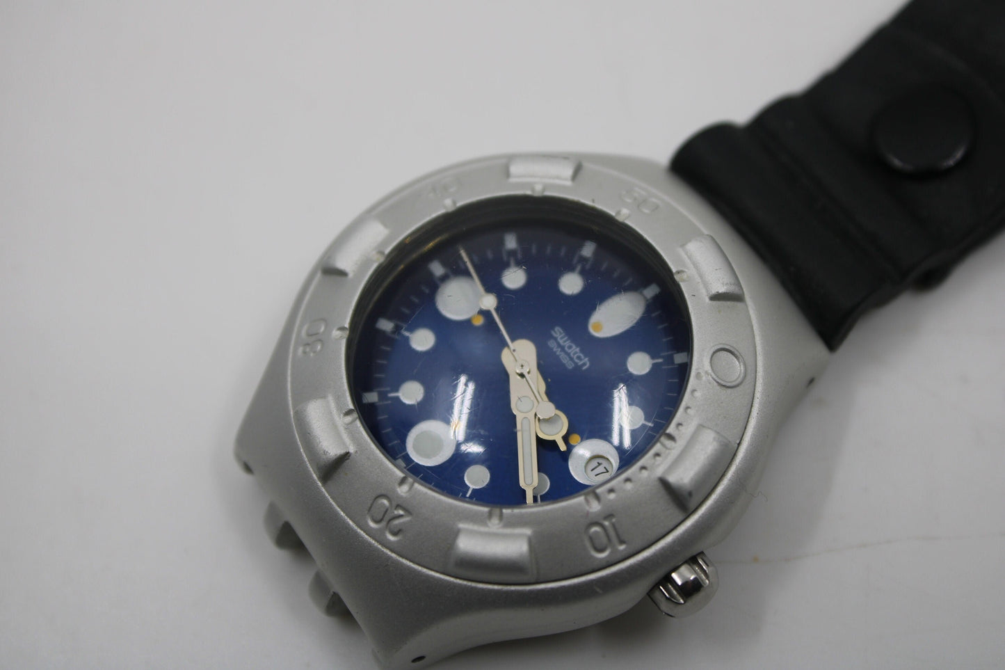 Unique, Vintage Swatch Keychain, made from recycled, NON-working Scuba 200 Irony Swatch watch
