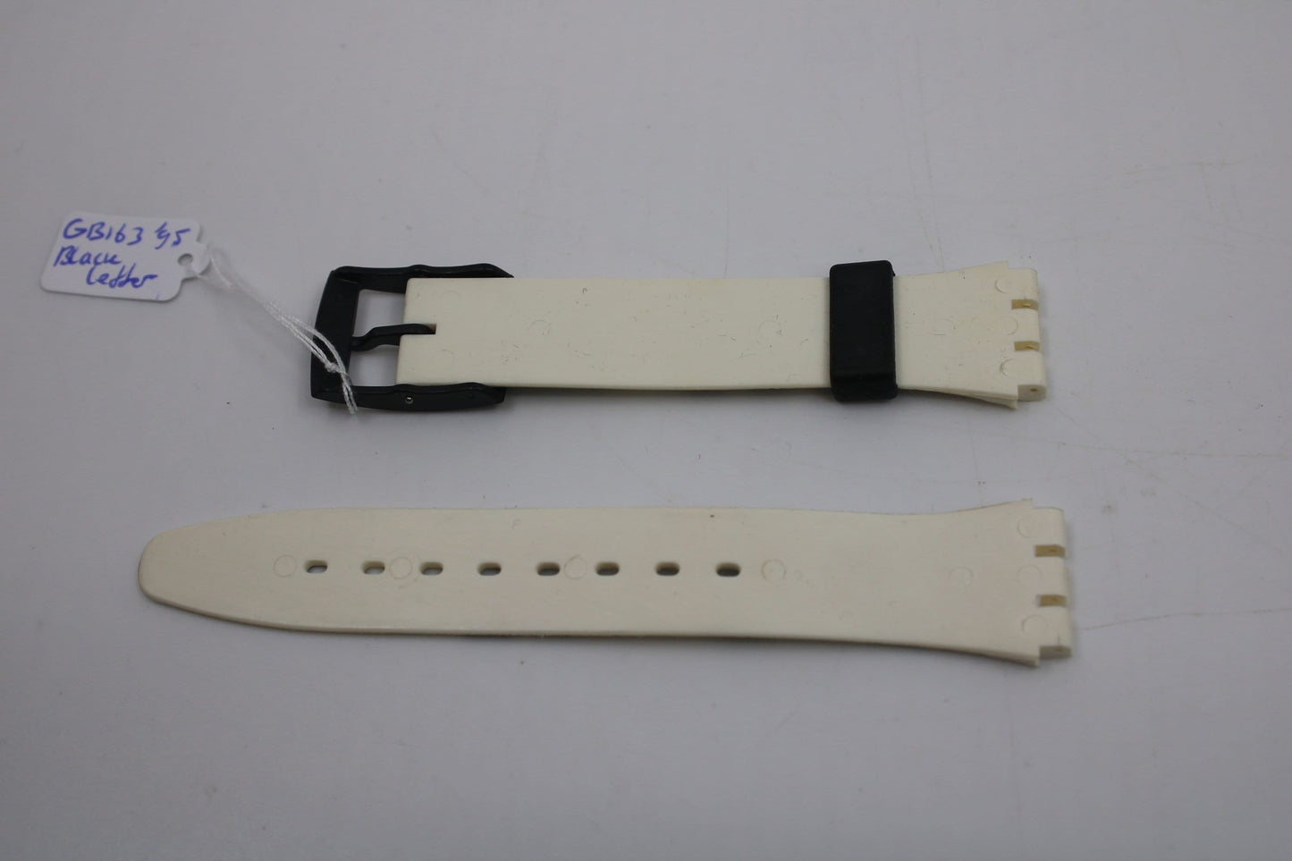1995, Vintage Swatch Strap, 'Black Letter', GB163, 17mm, Gents, New Old Stock