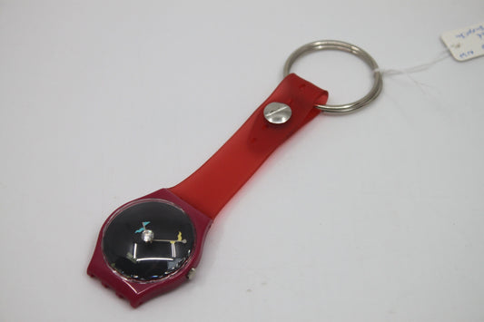 Unique, Vintage Swatch Keychain, GZ129, 1994, 'Crystal Surprise', made from recycled, NON-working Gents Swatch watch