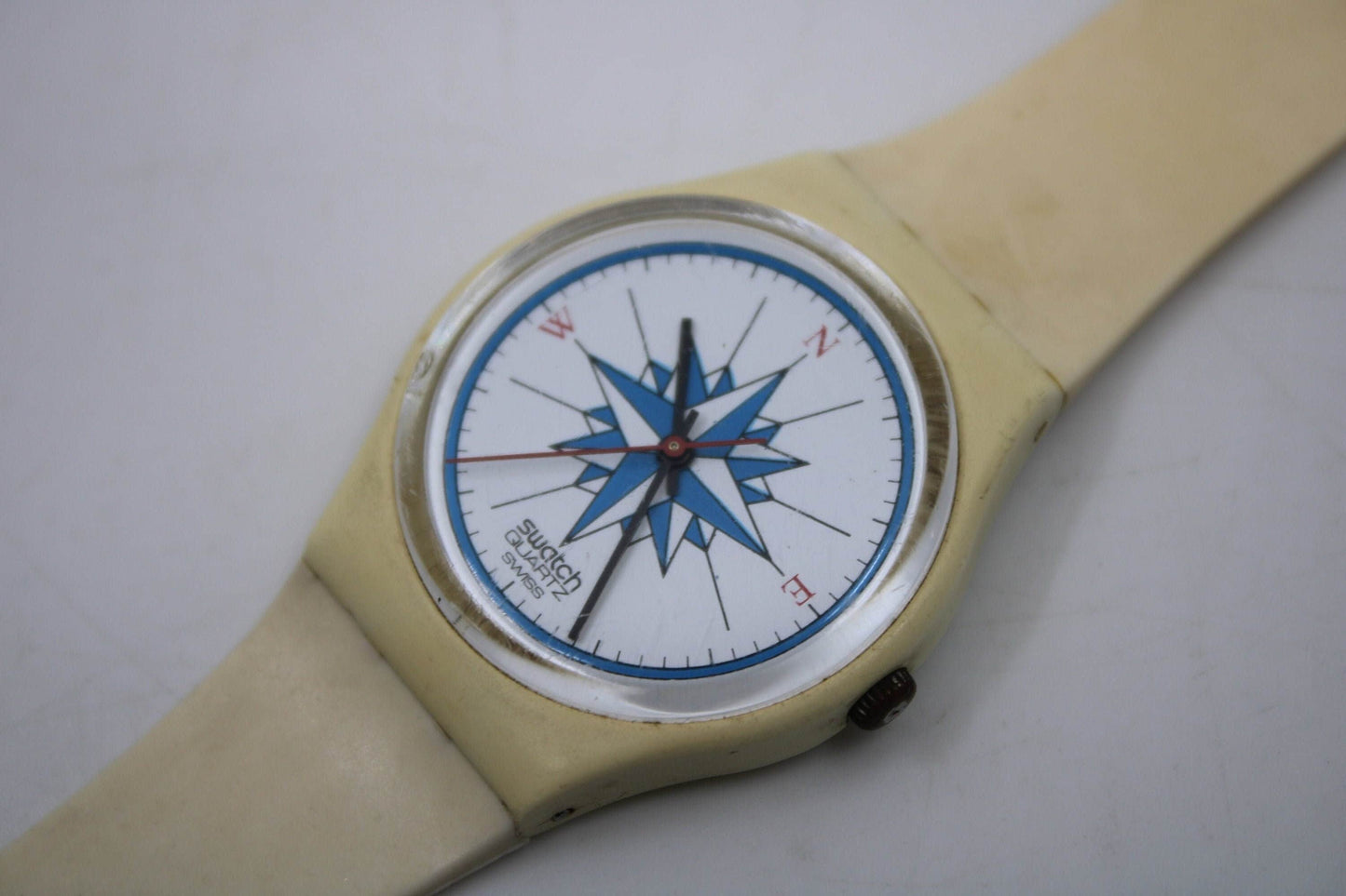 1984, SECOND YEAR Swatch, Gents, 'Windrose', GW103, Near Mint or Mint Condition, 100% working, Original Strap