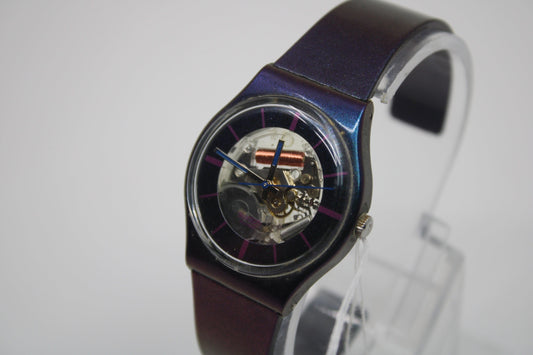 2001, Vintage Gents Swatch 'Purple Sunset', GV115, NO box, In Good, Used Condition, working 100%, Original Strap