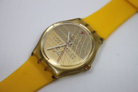 1996 Vintage Gents Swatch 'Sebastian Coe' GZ149, in good but used condition, working 100% with a NON-original strap
