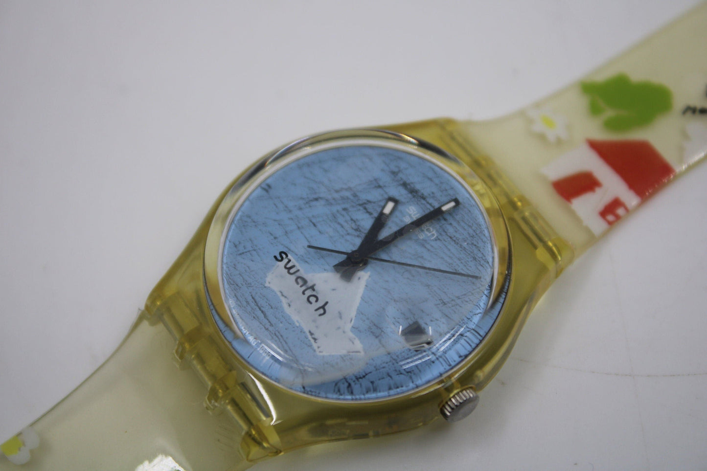 2000, Swatch, Gents, 'Dibujos', GK420, NEW and UNWORN, working 100%, original, strap with scribbles or sketches on it