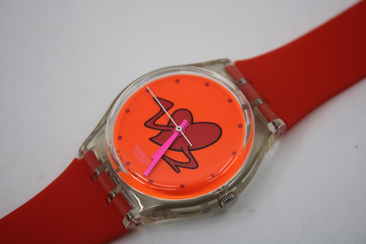 1997 Vintage Gents Valentines Swatch, 'Pounding Heart', GK237, NEW and UNWORN, working 100% nice vintage Swatch watch, NON-original strap