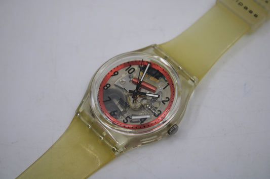 1997 Vintage Gents Access Swatch 'Magic Snow' SKK106, UNUSED and NEW old stock with original, NEW strap