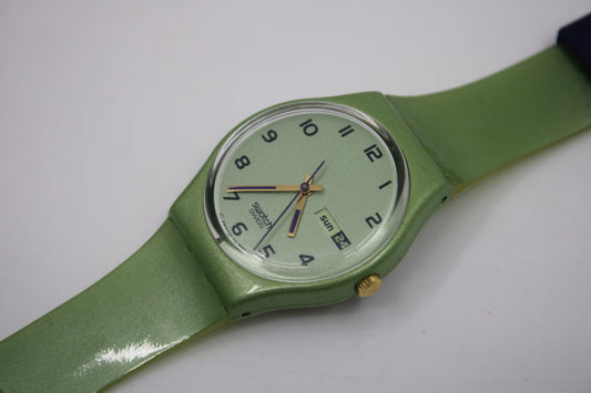 1998 Near Mint 17mm Gents Swatch, 'Pavo Real', GG706, in perfect working order!