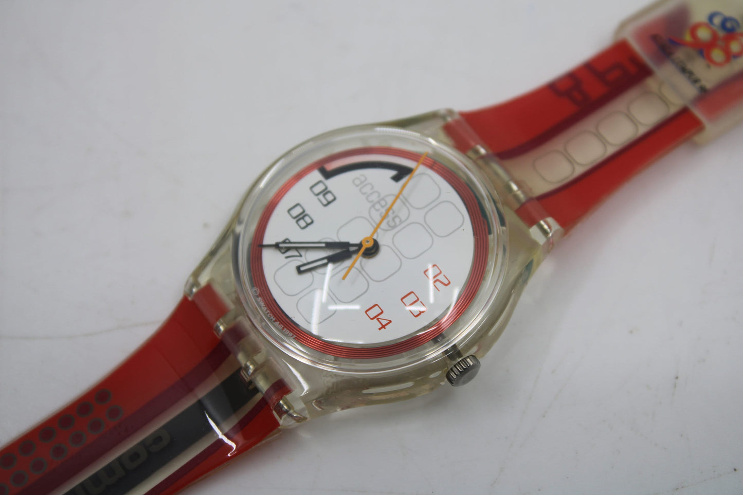 1998 Vintage Gents Access Swatch 'Menang' SKK108, UNUSED and NEW old stock with original, NEW strap