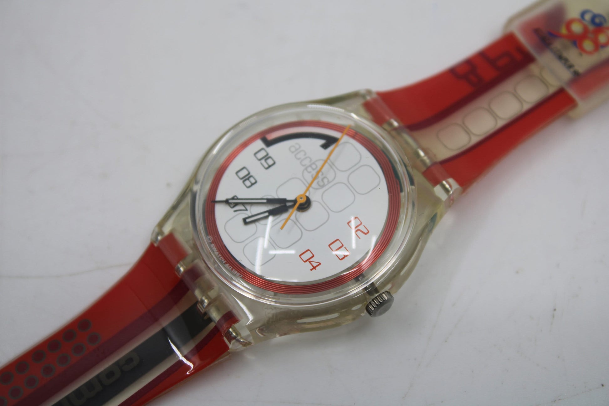 1998 Vintage Gents Access Swatch 'Menang' SKK108, UNUSED and NEW old stock with original, NEW strap