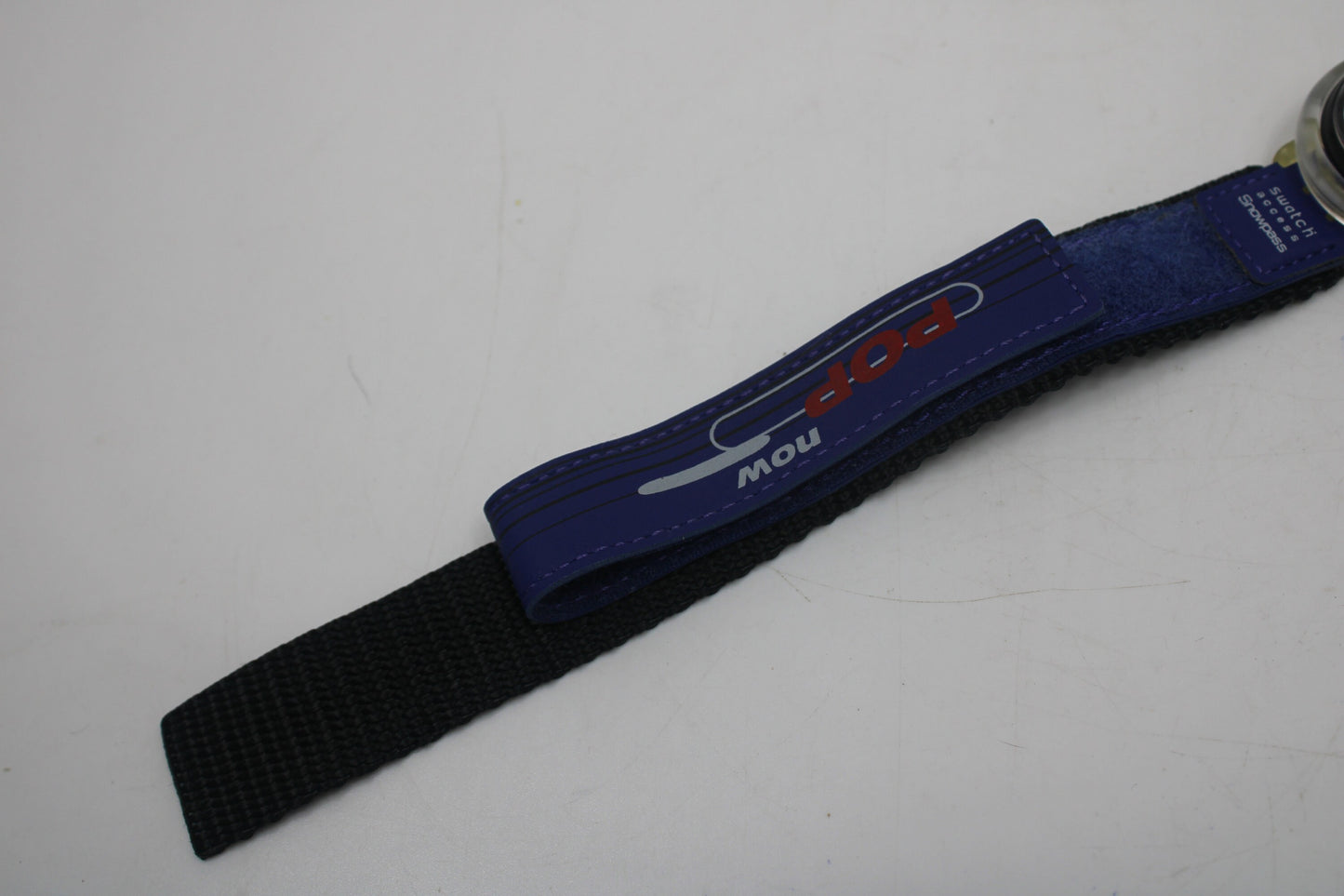 Swatch, Access PopSwatch, 1998, 'Snowbump', PBK101, new old stock, NEVER USED, with original hook & loop strap